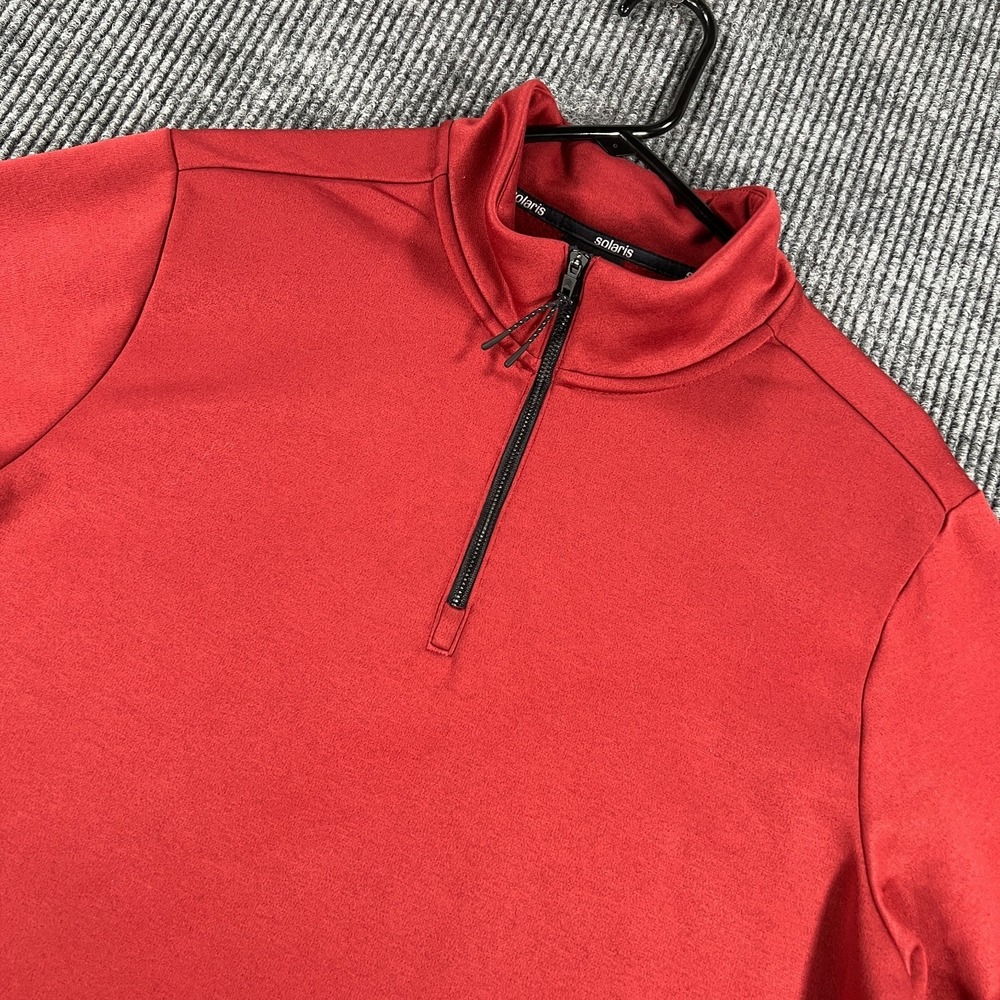 Solaris Pullover Sweatshirt Mens Large Red Long Sleeve 1/4 Zip Mock Neck